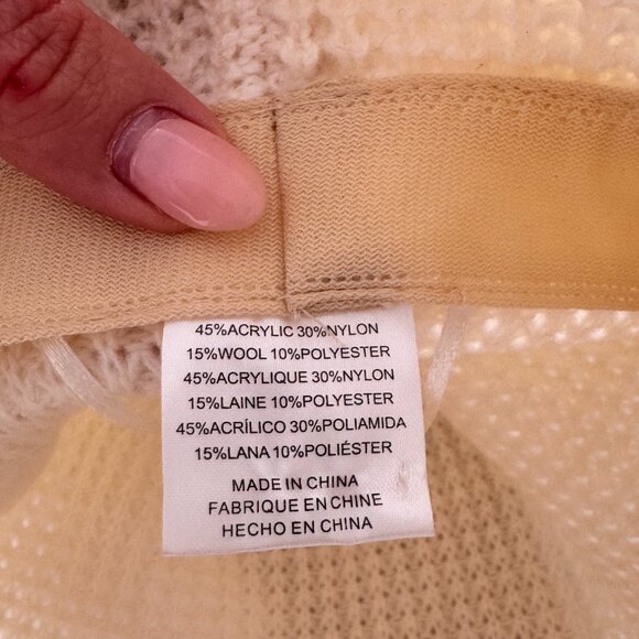 Anthropologie Cream Wool Blend Knit Crochet Winter Beanie Bell Bucket Hat - OS - Picture 6 of 10